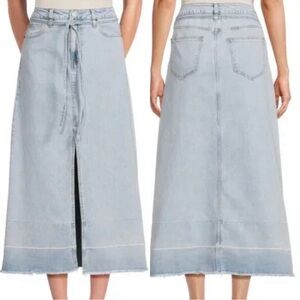 Habitual Released Maxi Belt-Tie Denim Skirt Size XS